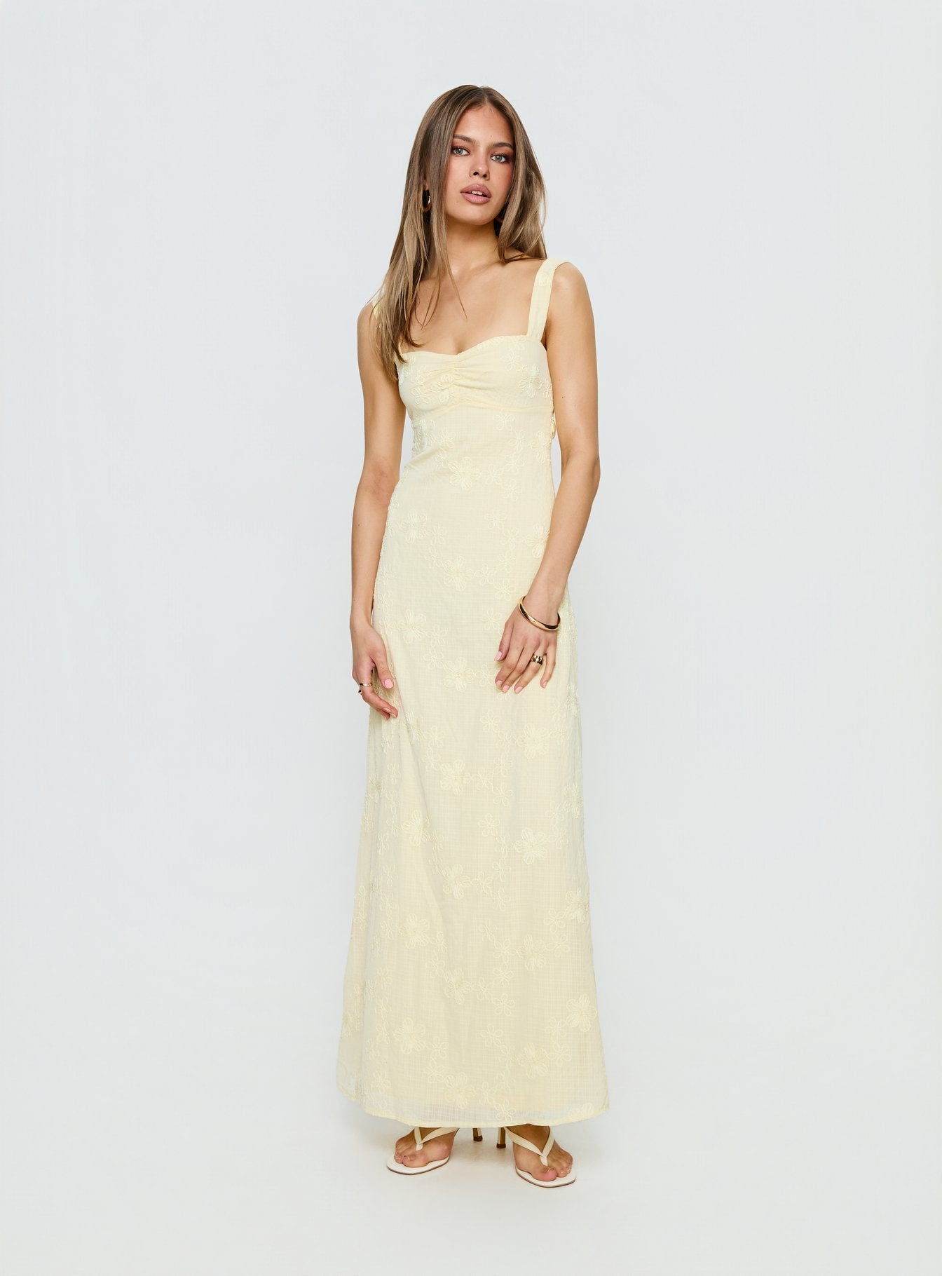 Maisone Broderie Maxi Dress Lemon