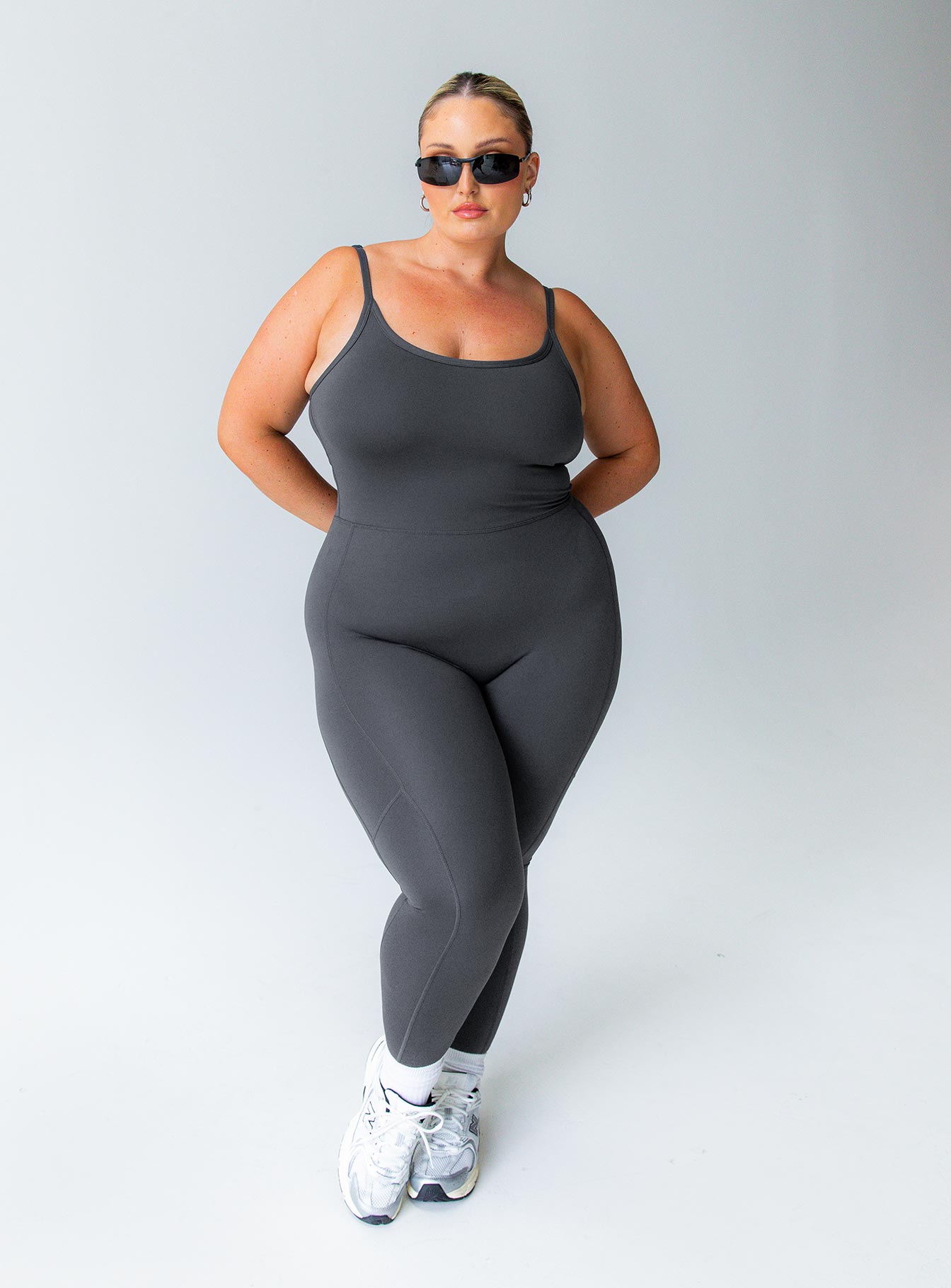 Go getter activewear jumpsuit grey curve