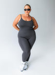 Go Getter Activewear Jumpsuit Grey Curve