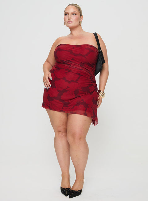 donelli mini dress burgundy red floral Donelli Mini Dress Burgundy / Red Floral Curve