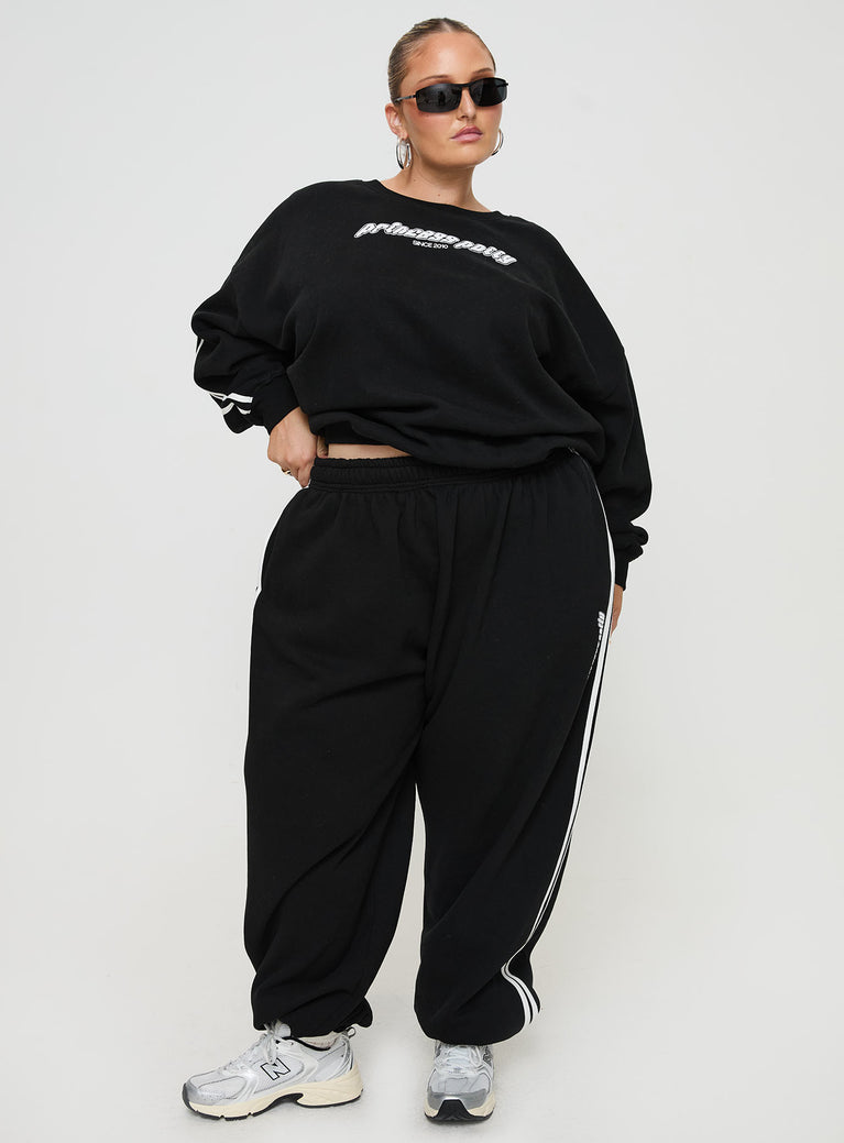 Princess Polly Track Pants Stripe Black / White Curve