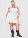 Princess Polly Curve  Linen mini dress Inner silicone strip at bust, adjustable shoulder straps, ruched bust, shirred band at back, invisible zip fastening at back, waist tie fastening Non-stretch material, fully lined  Princess Polly Lower Impact