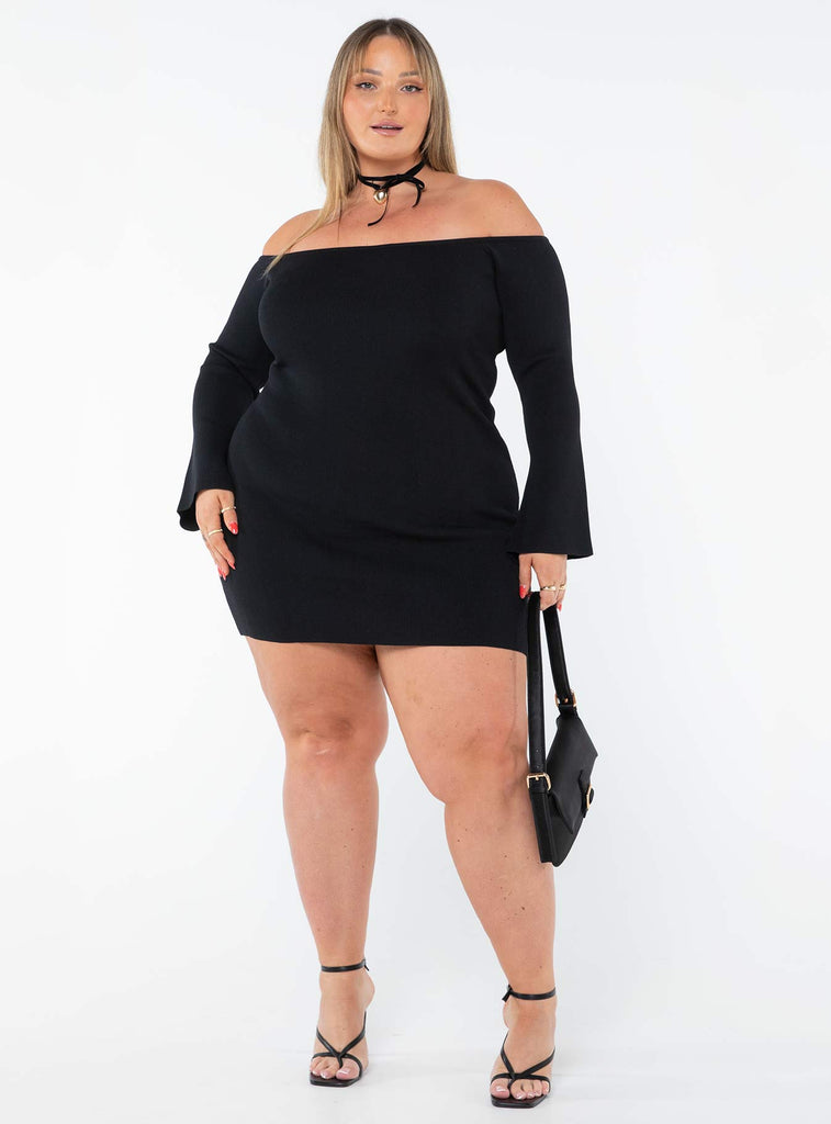 Parisa Long Sleeve Mini Dress Black Curve