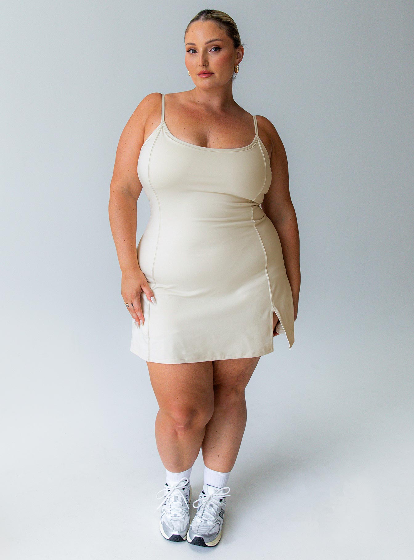 Ambition activewear mini dress latte curve