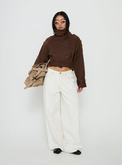 Blanc Cropped Trench Coat Chocolate