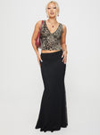 front view of model wearing Princess Polly Honeymoon Stage Top Leopard Sleeveless V-Neck 