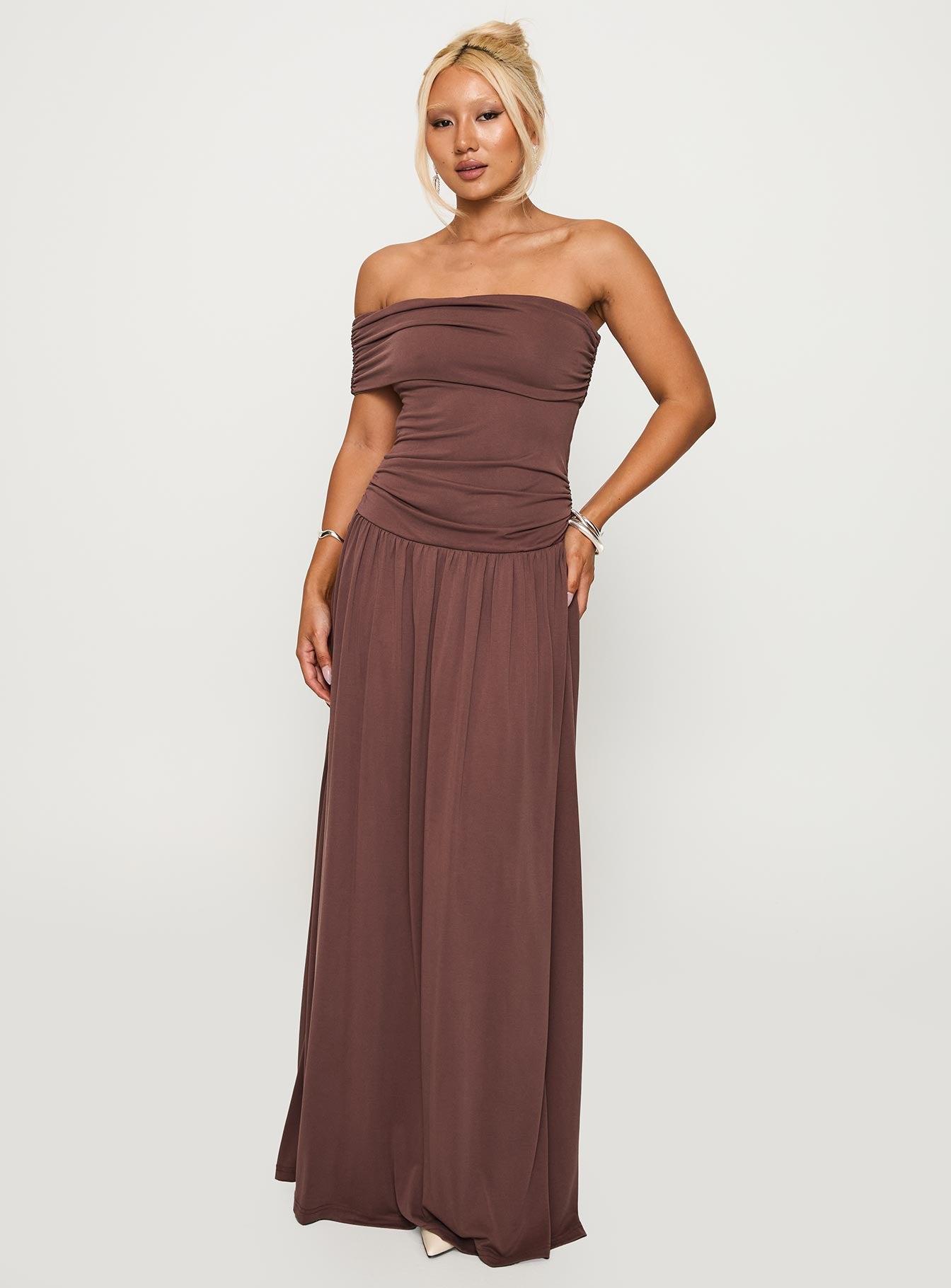 Decadence Strapless Maxi Dress Brown | Princess Polly Decadence Strapless Maxi Dress Brown | Princess Polly