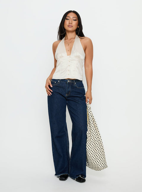 Isolda Satin Halter Top Cream