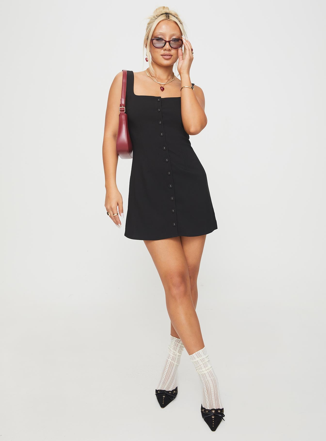 Zamie Mini Dress Black | Princess Polly