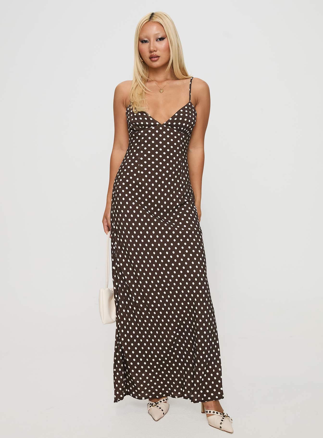 Jorjana Maxi Dress Brown | White Polka Dot | Brown | White Polka Dot | Womens