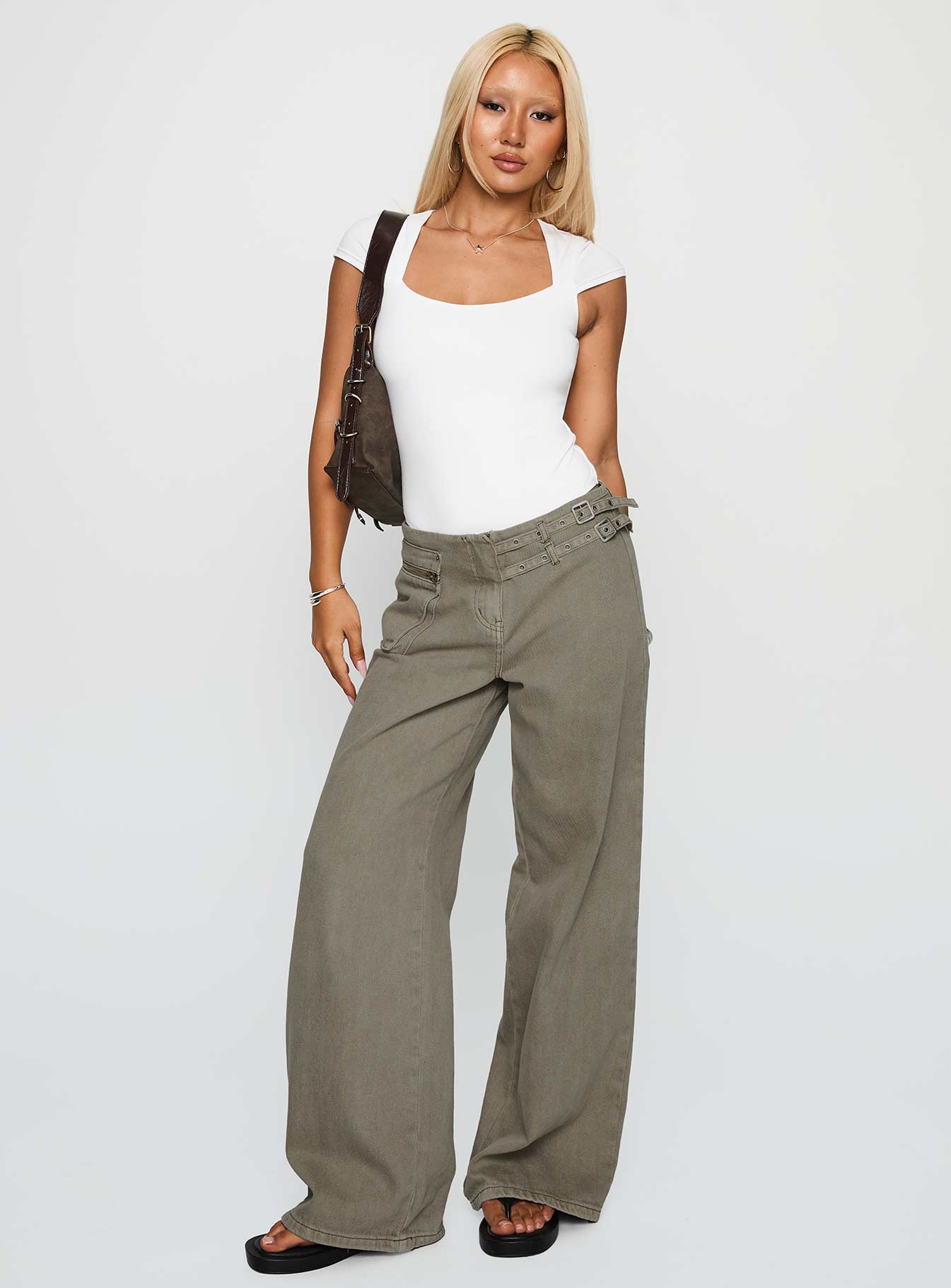 side view of model wearing Princess Polly Want You Forever Bodysuit White Short Sleeves 