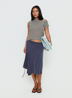 Joaney Tie Side Jersey Midi Skirt Slate