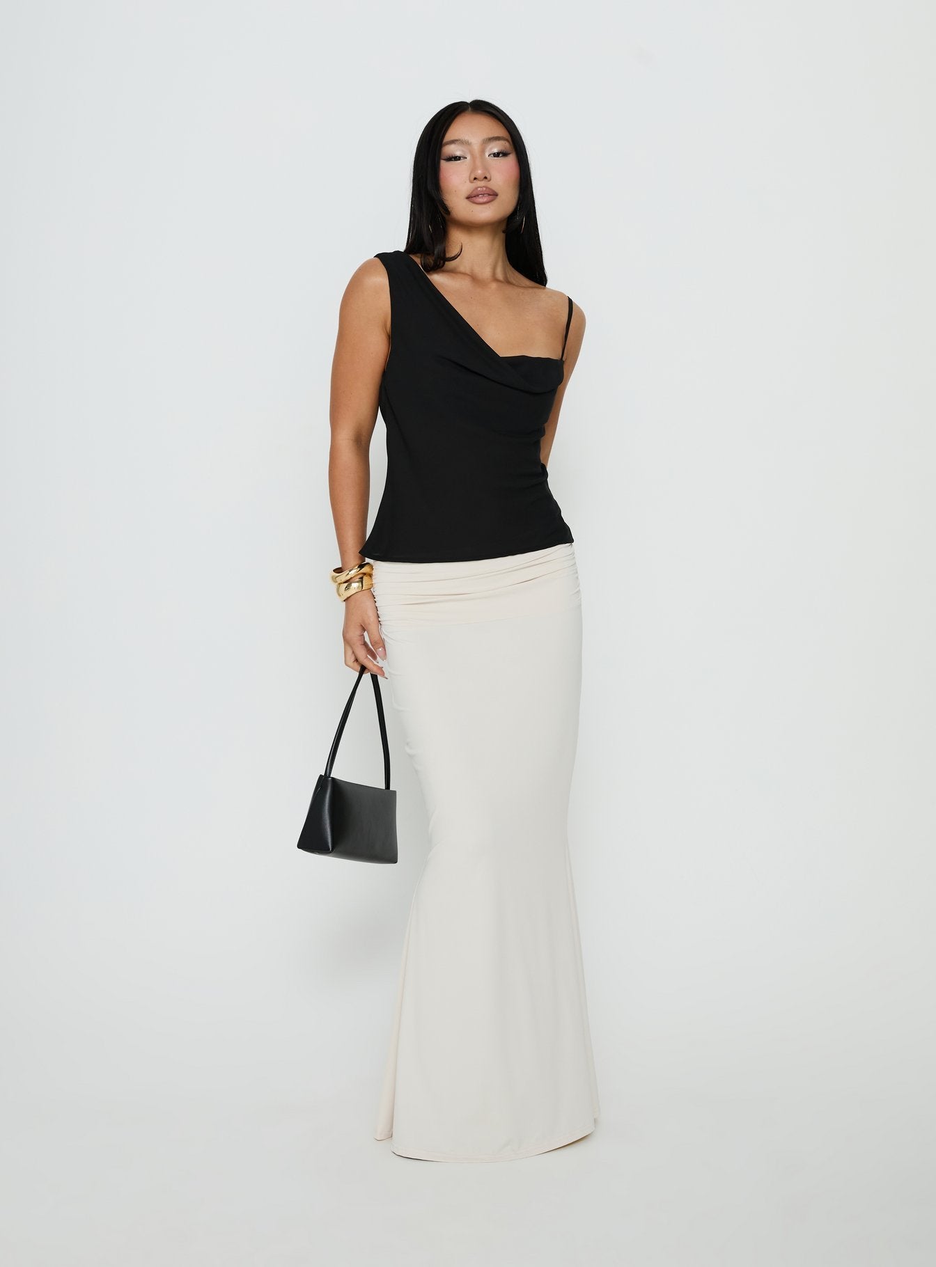 Winding Roads Layered Asymmetrical Top Black | Princess Polly
