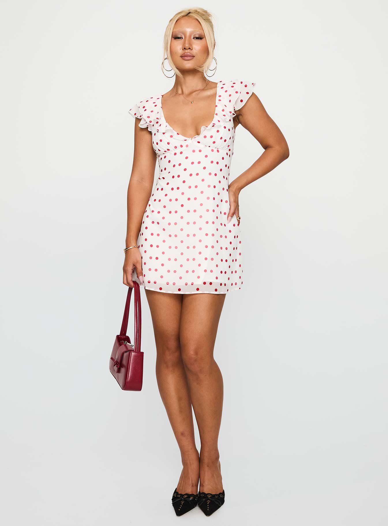 I Guess So Mini Dress White | Burgundy | White | Burgundy | Womens | Princess Polly I Guess So Mini Dress White | Burgundy | White | Burgundy | Womens | Princess Polly