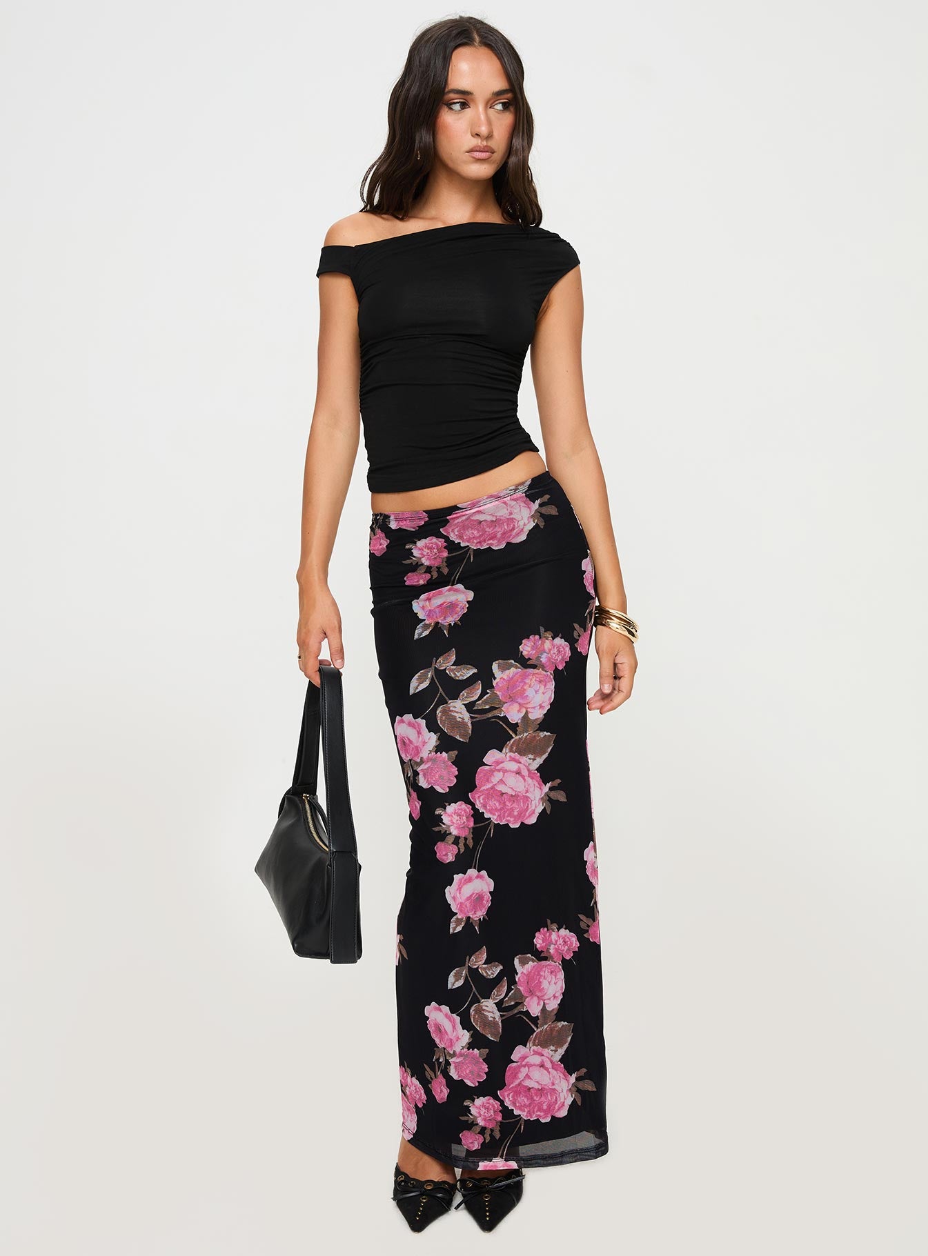⑥SUKALA スカーラ 花柄 フレアタンク M ブラック NEW ARRIVALS - SUKALA（スカーラ）