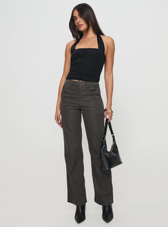 front view of model wearing Princess Polly Maylah Top Black Sleeveless Square Neck 