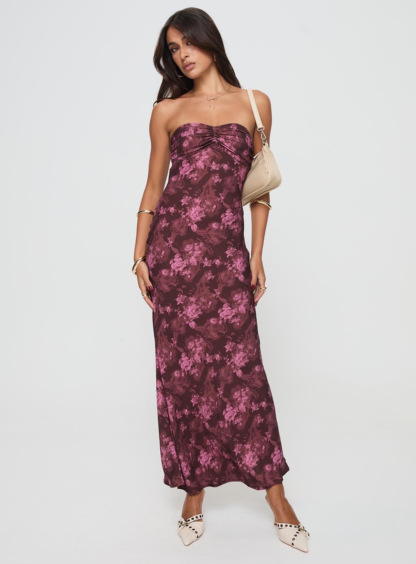 Abeila strapless maxi dress burgundy