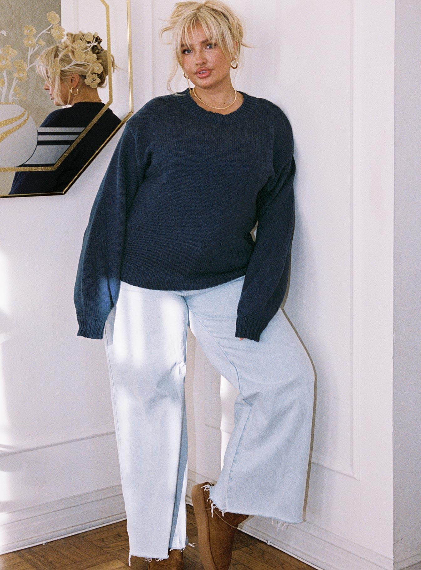 Harmony Sweater Navy Curve Princess Polly  long 