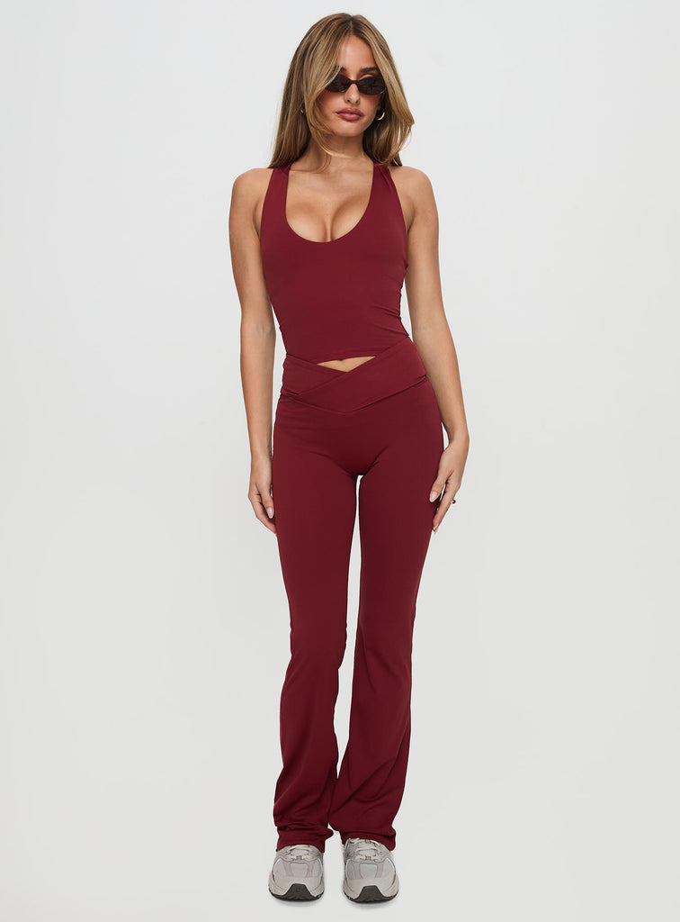 Sunday Session Active Flare Leg Pant Red | Princess Polly
