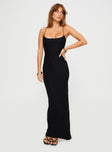 front view of model wearing Princess Polly Cerda Knit Maxi Dress Black Square Neck 