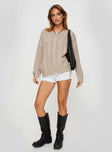 Lack Of Love Cable Knit Sweater Beige Princess Polly  regular 