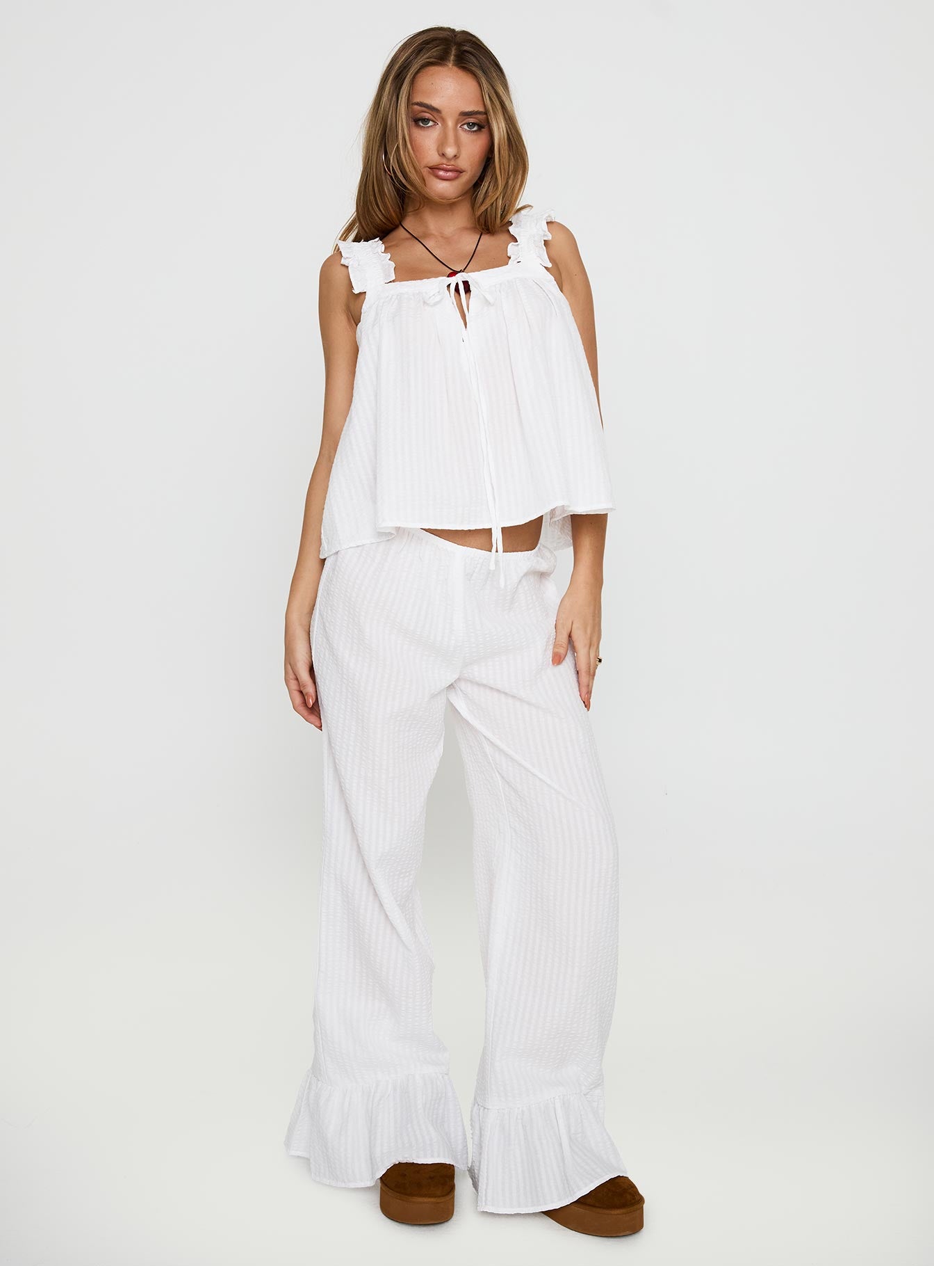 Santabelle Frill Pants White