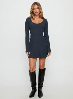 Best Interest Long Sleeve Mini Dress Navy
