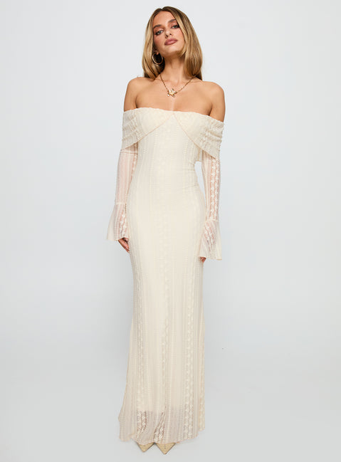 Perdita Long Sleeve Lace Maxi Dress | Cream | Womens | Princess Polly Perdita Long Sleeve Lace Maxi Dress | Cream | Womens | Princess Polly