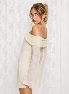 Colettie Long Sleeve Mini Dress Cream