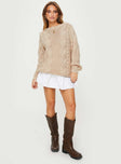 Ellison Cable Knit Sweater Beige Princess Polly  Long 