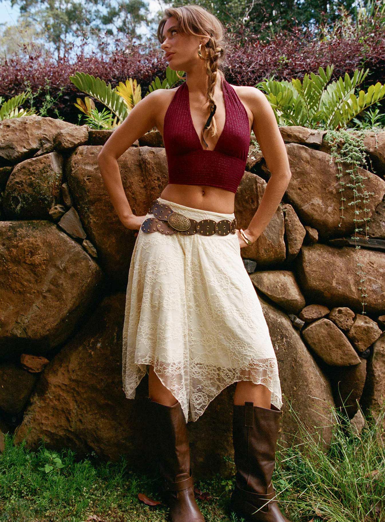 product Enslee Midi Skirt Cream Princess Polly  Midi Skirts 