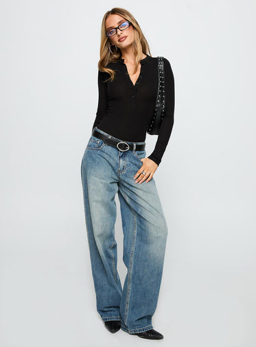 Kandis Long Sleeve Bodysuit Black