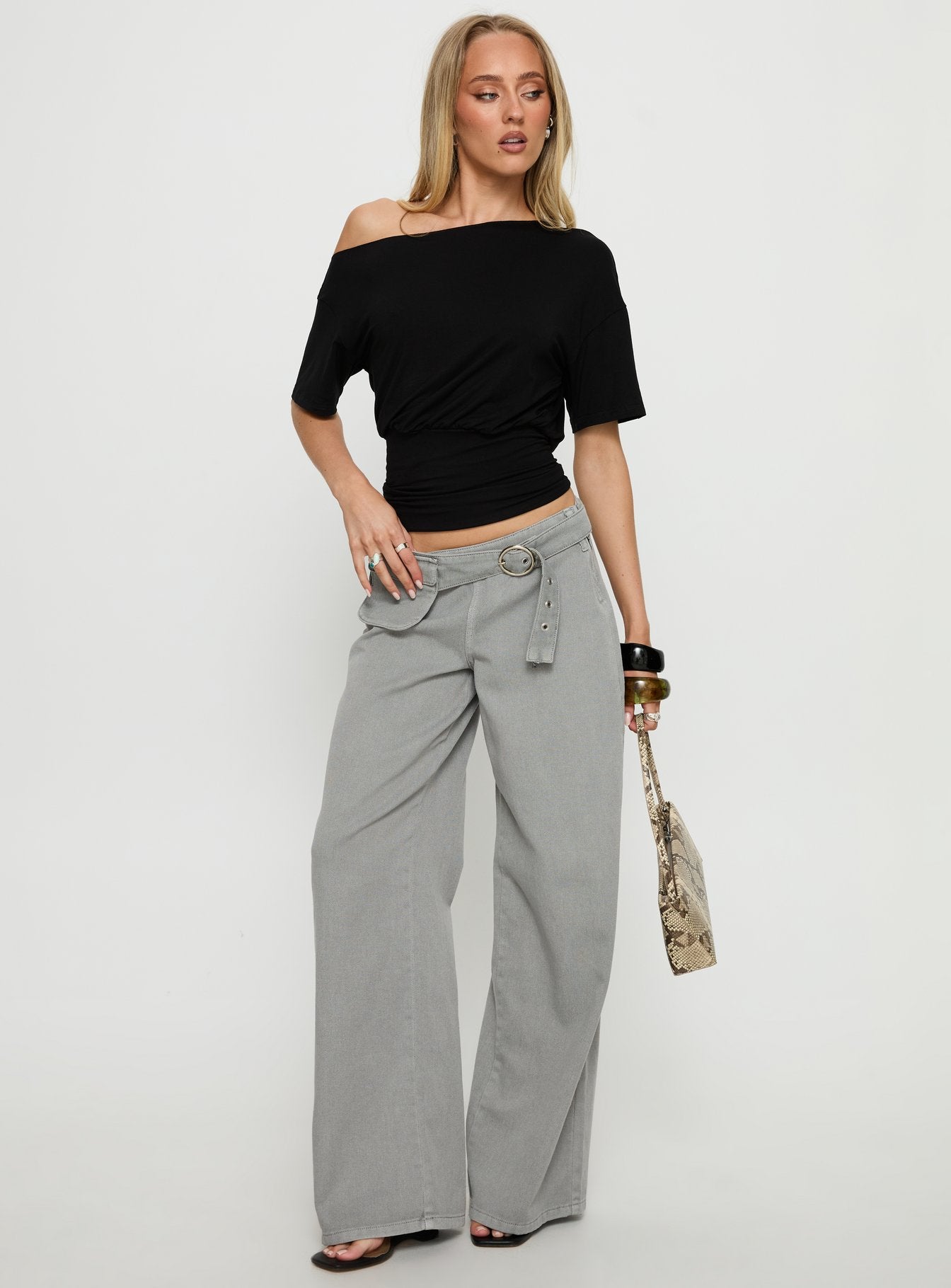 Ashlinn Off Shoulder Drapey Top Black