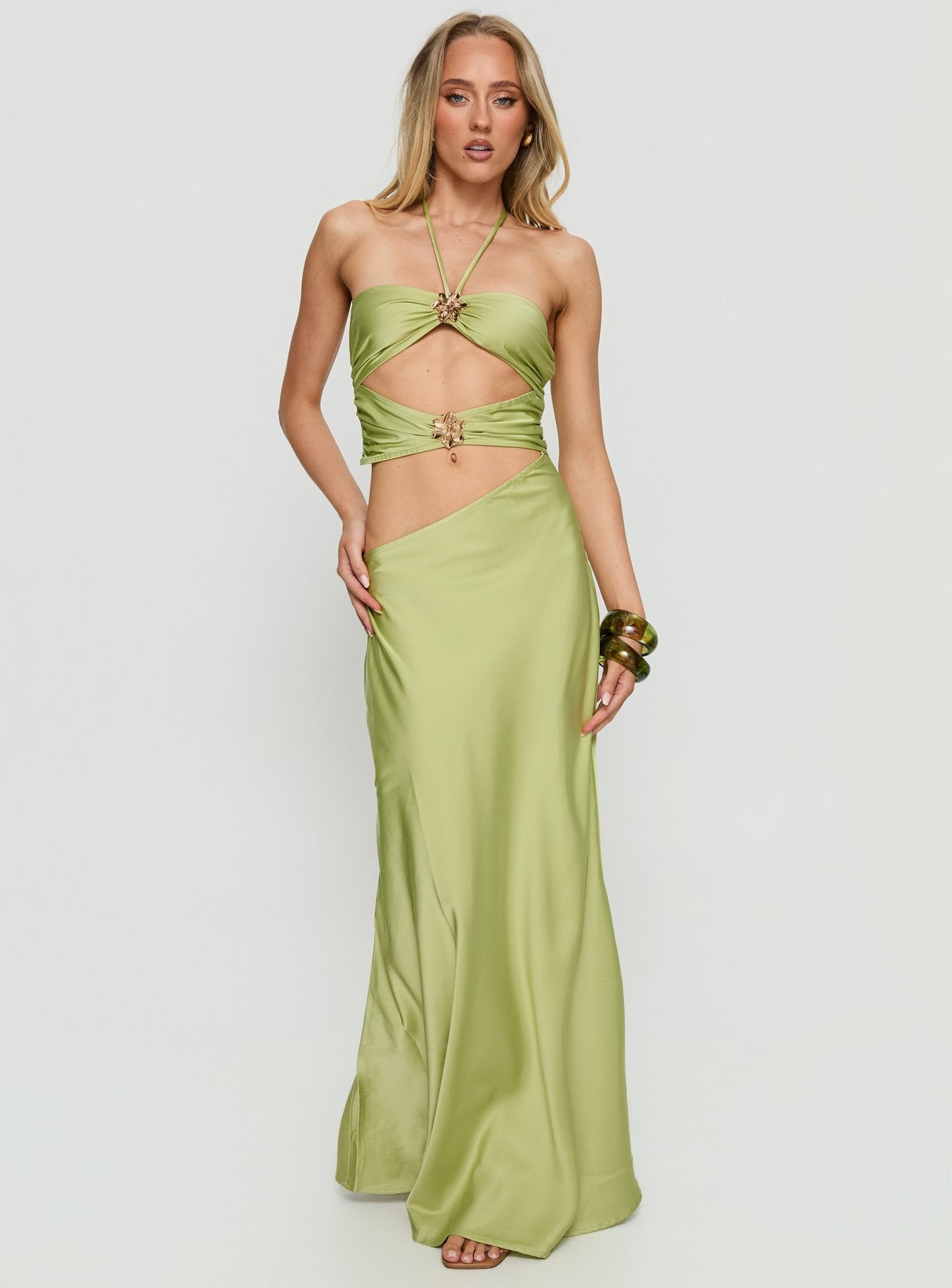Morissa Halter Cut Out Maxi Strapless Dress | Green | Womens | Princess Polly Morissa Halter Cut Out Maxi Strapless Dress | Green | Womens | Princess Polly