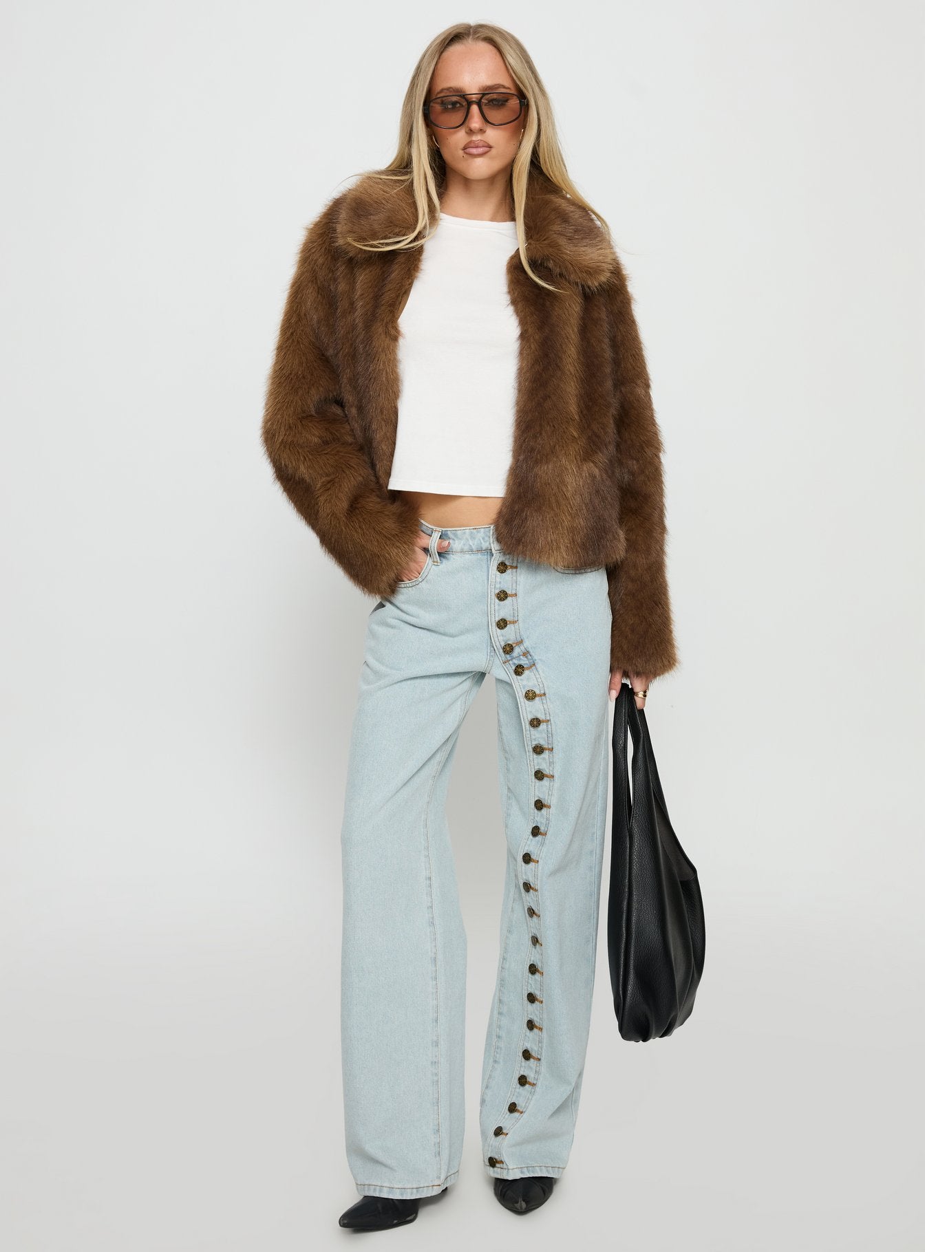 Dawnn Faux Fur Jacket Brown | Princess Polly
