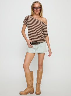 Icon Baby Off Shoulder Top Brown Stripe