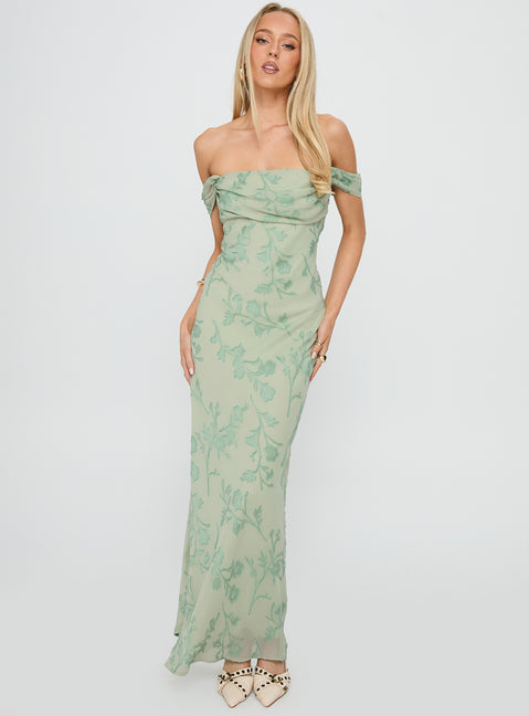 green floral off the shoulder dress Run The World Off-Shoulder Mini Dress Floral Green