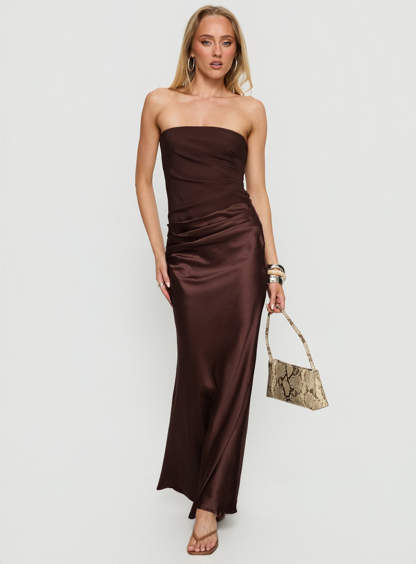 Lulita Strapless Maxi Dress | Brown | Womens | Princess Polly Lower Impact Lulita Strapless Maxi Dress | Brown | Womens | Princess Polly Lower Impact