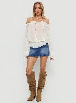 Madelina Frill Long Sleeve Top Cream