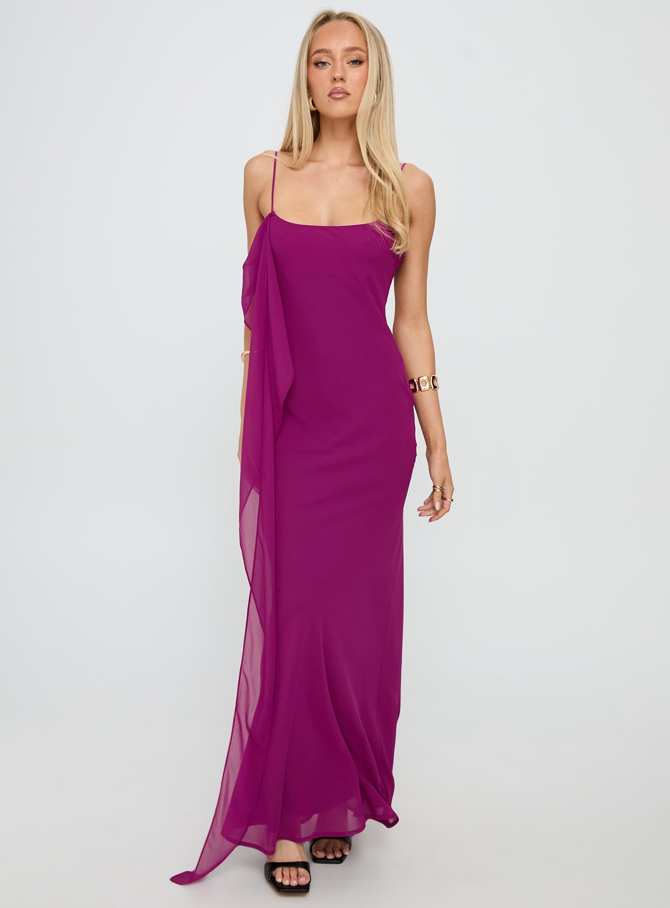 Syrina Cowl Neck Scarf Maxi Dress Berry | Princess Polly Syrina Cowl Neck Scarf Maxi Dress Berry | Princess Polly