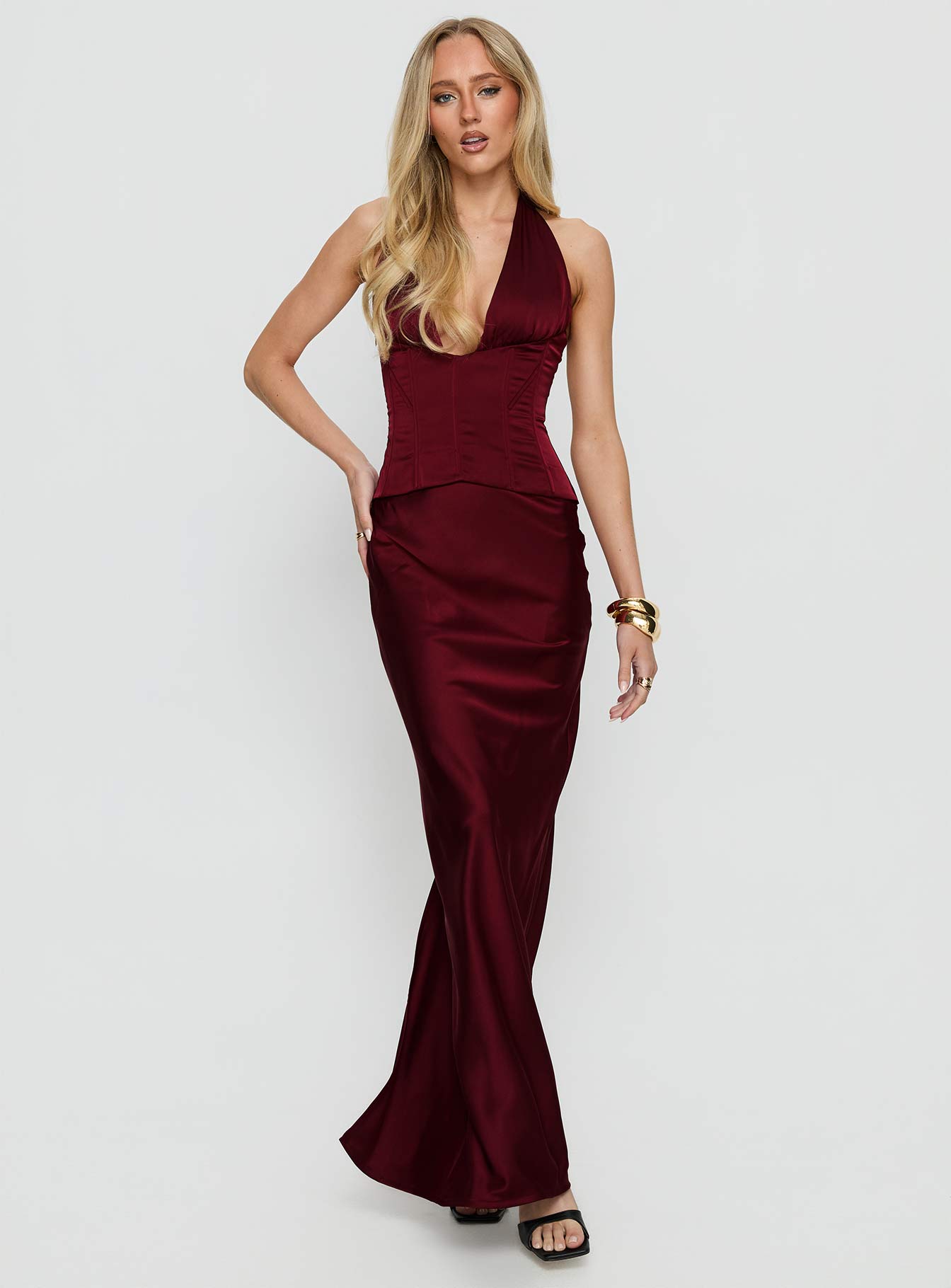 In A Trance Halter Corset Maxi Dress Red | Princess Polly In A Trance Halter Corset Maxi Dress Red | Princess Polly