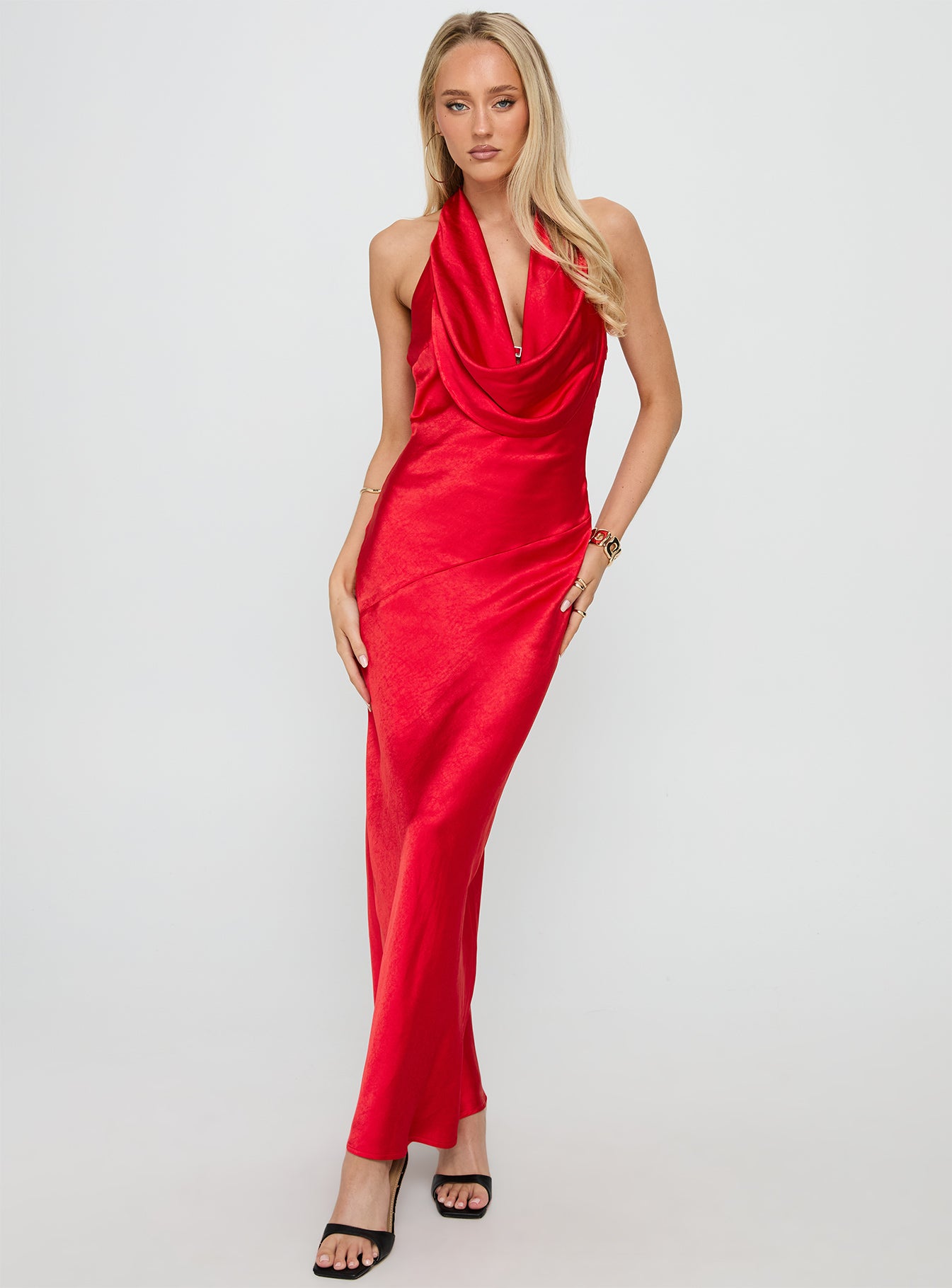 princess polly red halter dress Klarissa Halter Maxi Dress Red