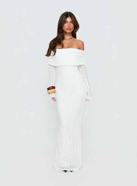 Sofenna Long Sleeve Off Shoulder Maxi Dress White | Princess Polly Sofenna Long Sleeve Off Shoulder Maxi Dress White | Princess Polly