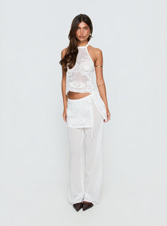 Claudie Lace Halter Neck Top White