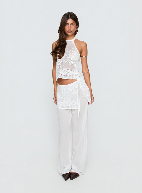Claudie Lace Halter Neck Top White
