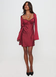 Moniz Long Sleeve Mini Dress Burgundy