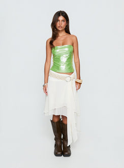 Mistyque Strapless Metallic Top Lime