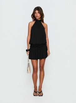 Lealeia Halter Slouch Mini Dress Black
