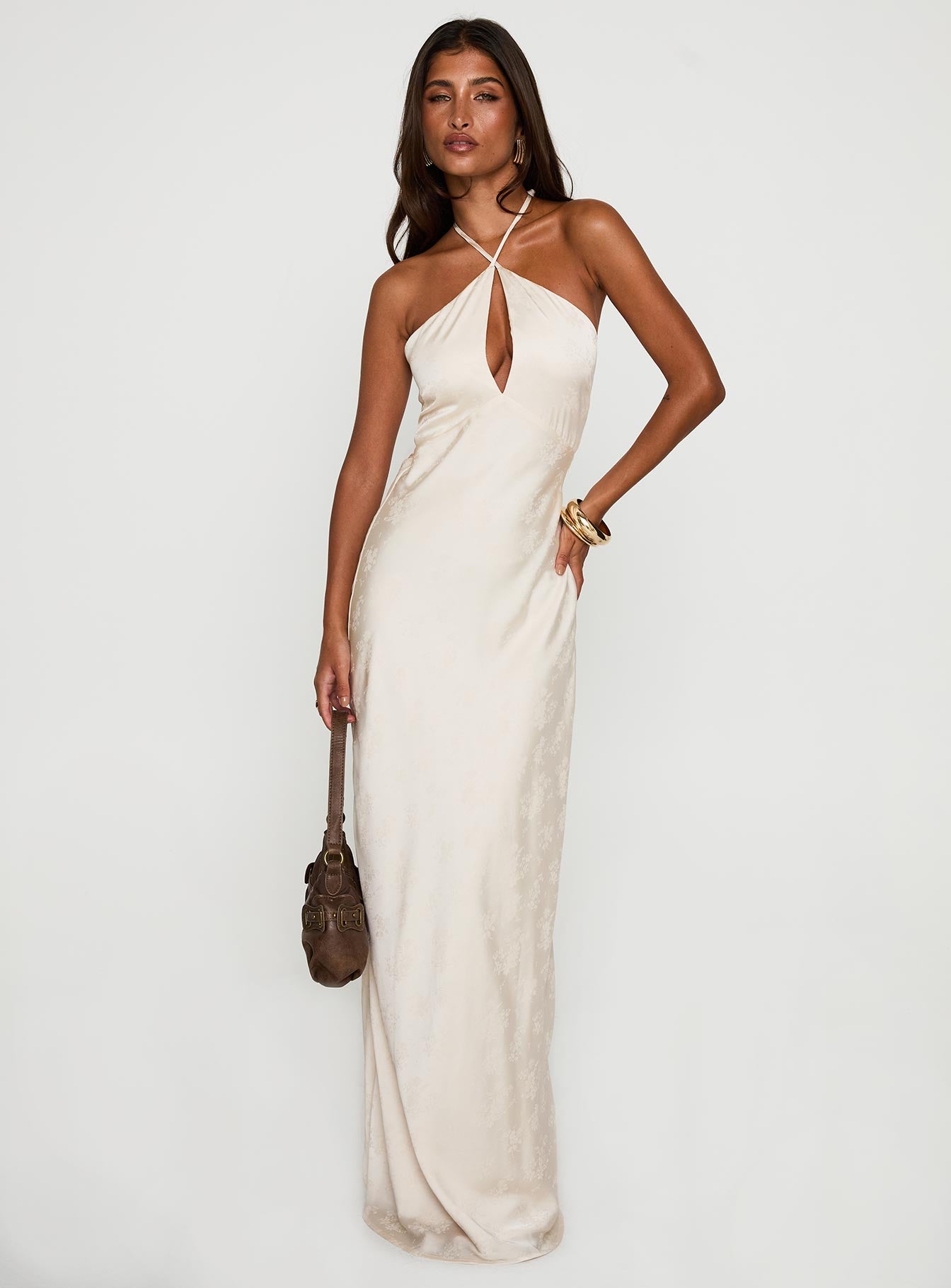 Limosina Halter Maxi Dress Champagne | Princess Polly