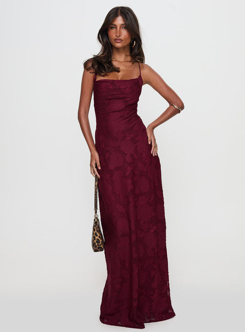 Celena Maxi Dress Burgundy Burnout Petite